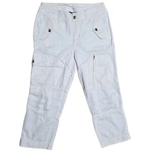 Ralph Lauren Women's White Cargo Pants Cropped Casual Size 4‎ Petite